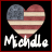 Static pixel art icon featuring a heart-shaped American flag design with the name "Michelle" below it on a black background.