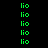 Green text 'lio' repeated in a on black background with three pink rectangular highlights