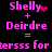 Pixelated text in pink on black background shows 'Shelly + Deirdre = tersss for Shelly + Deirdre = tersss for' with animated heart and dot patterns.