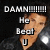 Pixelated image with text "DAMN!!! He Beol U" over a partial face on dark background.