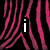 Pink and black zebra-stripe pattern with white text 'i' and 'you' and two white hearts on black background.