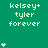 Green background with repeated text 'kelsey+ tyler forever' and pink heart icons in various quantities.