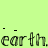 A static image displays repeated text 'earth' in dark gray on a light green background with partial overlay of fainter text fragments.