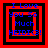 Blue text "I Love You So Much HEIDI<3!" on black background with red square borders, four variations of border thickness and inner square size.