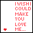 A 4x3 contact sheet of 11 animated frames showing a pixel art animation with red text and hearts on white background, where heart symbols increase in number across frames.
