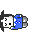 Pixelated character with white face, black eyes, and blue hair in four variations showing yellow 'Z' symbols appearing and disappearing around the figure.