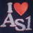 Pixelated icon shows 'I' followed by a red heart symbol and 'AS1' in light blue stylized text on dark background.