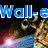 Blue text 'Wall-e' appears over a pixelated background with a character holding a glowing object, transitioning to a starry sky scene.