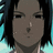 Pixelated anime-style character with dark hair and neutral expression, blue text overlays reading 'Sasuke' and 'Don...' on a light blue background.