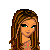Pixel art contact sheet showing multiple frames of a female character with long brown hair, orange crop top, blue jeans, and white handbag across different poses and angles.