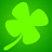 Green four-leaf clover icon with text reading 'IRISH!' and 'KISS ME IM ...... LUCK OF THE IRISH!'