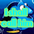 Animated pixel art featuring a blue fish character with text overlays and a jellyfish-like figure against a blue background.