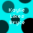 Pixelated cyan background with dark teal and black circles; white text reads "Kaylie Likes Bryce" in four identical sections.