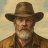 Static pixelated image of a person wearing a brown wide-brimmed hat and brown clothing against a light background.