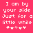Pixelated text on a bright pink background with white and light pink heart symbols below the text.