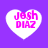 Four white heart-shaped icons with pink text "Josh DIAZ" on a purple background, arranged in a