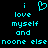 Pixelated cyan text on black background with a heart symbol replacing the 'o' in 'love', displaying two identical phrases side-by-side.