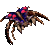 Animated contact sheet of a crab-like creature with brown legs, purple shell, and red spots in various poses across seven frames.