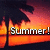 Pixelated image with fiery orange and red background and 'Summer!' text in white block letters.