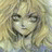 A 48x48 pixel buddy icon split into two sections: a left-side anime-style character portrait and a right-side black background with white text.