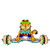 Animated contact sheet of Garfield lifting a barbell across six frames showing progression from bent-over lift to overhead press.