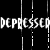 A contact sheet of 17 animated frames showing repeated text "DEPRESSED" with vertical glitch effects on a black background, arranged in a 5x4 grid layout with one frame partially cropped at the bottom right.
