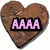Six brown heart-shaped icons with textured surfaces display pink text with black outlines arranged in two of three