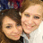 Two people pose together in a of six with pink text overlays reading "Maddie & Sabrina" and "since the summer 2001."