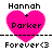 Pixelated pink heart with 'Hannah + Parker' text above and 'Forever<3' below, displayed in two identical static states with dashed line separators.