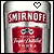 Two side-by-side pixelated images of a Smirnoff bottle with heart icons above it, one black and white, the other red.