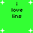 Green background with white starbursts and black text reading "i love lins" in four identical quadrants.