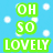 Pixelated blue background with white snowflakes, green text reading 'OH SO LOVELY', pink '1996' text, and a black '<3' symbol.