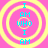 Four identical circular icons with yellow concentric rings on a pink background, each displaying cyan text "I AM WHO I AM" vertically arranged.