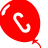A red balloon-shaped icon with a white curved line inside, positioned next to scattered gray pixelated text characters on a transparent background.