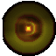Animated sequence showing a circular yellow and brown object transforming into a stylized yellow 'P' with red outline, then reversing back to the circular form.