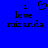 Blue background with black pixelated text reading 'i love miranda' and a heart symbol above the word 'love', displayed in two identical side-by-side