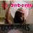 A pixelated image of a person with long dark hair in a black top, with pink text above and dark text below, showing two variations of the text.