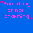 Blue background with pink text reading 'found my prince charming' and scattered small stars in various colors.