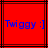 Red background with black lines and blue text reading "Twiggy :]" in pixelated font