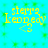 Yellow pixelated text 'sierra kennedy' with a heart symbol and number 3 on cyan background, repeated in four identical