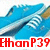 Blue canvas sneakers with white laces and brown soles displayed in a , overlaid with red text reading "EthanP39 Loves vans!"