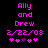 Pixelated text and symbols in bright pink on black background, with two identical frames showing slight differences in heart symbol colors.