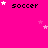 Bright pink background with repeated 'soccer' text and scattered white/pink stars, partially cropped on the right.