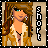 A 4-frame contact sheet of a pixel-art animated icon featuring a cartoon woman with long brown hair, blue eyes, and a beige jacket over a black top, showing different expressions across frames.