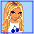 Animated contact sheet showing a pixel art character with blonde hair and cherry-themed clothing alongside repeated "yum" text in blue gradient.