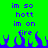 Green background with blue pixelated text and flames, displaying 'im so hott im on fire' in two identical