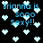 Pixelated blue text 'Brianna is sooo sexy!!' surrounded by light blue hearts on a black background with animated heart movement.