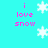 Cyan background with pink text 'i love snow' and white snowflakes in pixelated style.