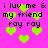 Pixelated text and green hearts on a bright pink background with two identical repeated sections.