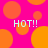 Bright pink background with scattered orange circles and four instances of 'HOT!!' text in white pixelated font.